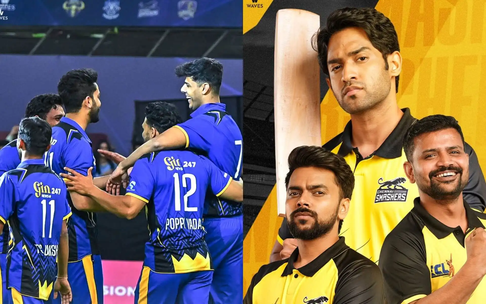Haryanvi Hunters vs Chennai Smashers [Source: @HaryanviHuntrs and @ChennaiEcl/X.com]